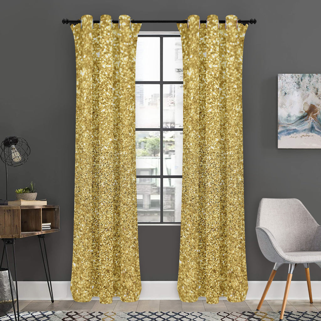 Gold (NOT Real) Glitter Print Curtain
