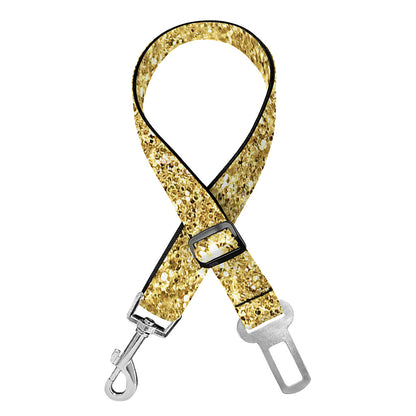 Gold (NOT Real) Glitter Print Dog Seat Belt