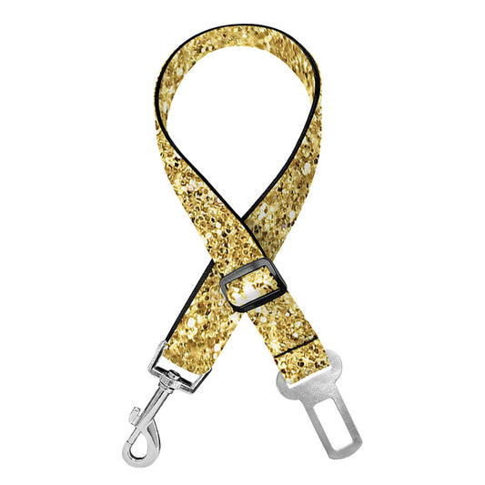 Gold (NOT Real) Glitter Print Dog Seat Belt