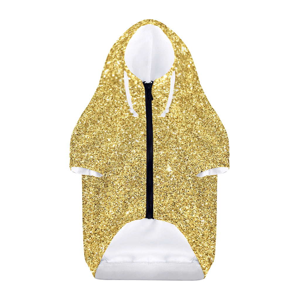 Gold (NOT Real) Glitter Print Dog Zip Up Hoodie
