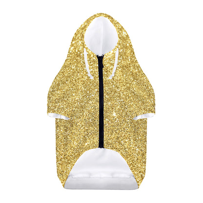Gold (NOT Real) Glitter Print Dog Zip Up Hoodie