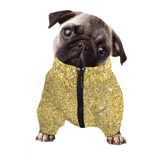 Gold (NOT Real) Glitter Print Dog Zip Up Jacket