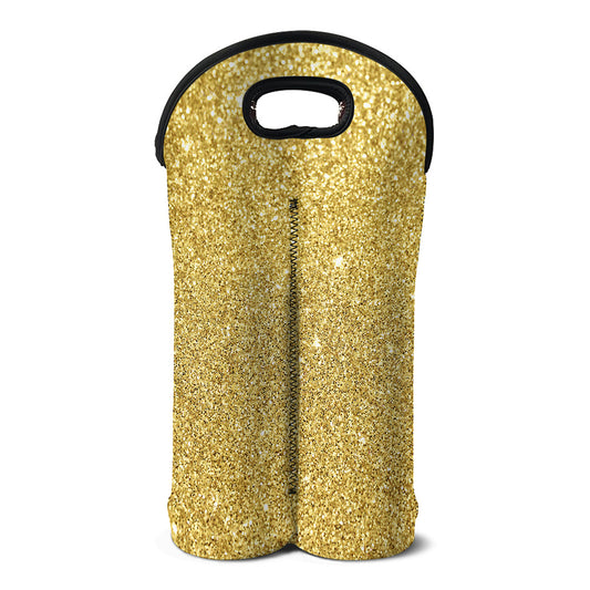 Gold (NOT Real) Glitter Print Double Neoprene Wine Tote