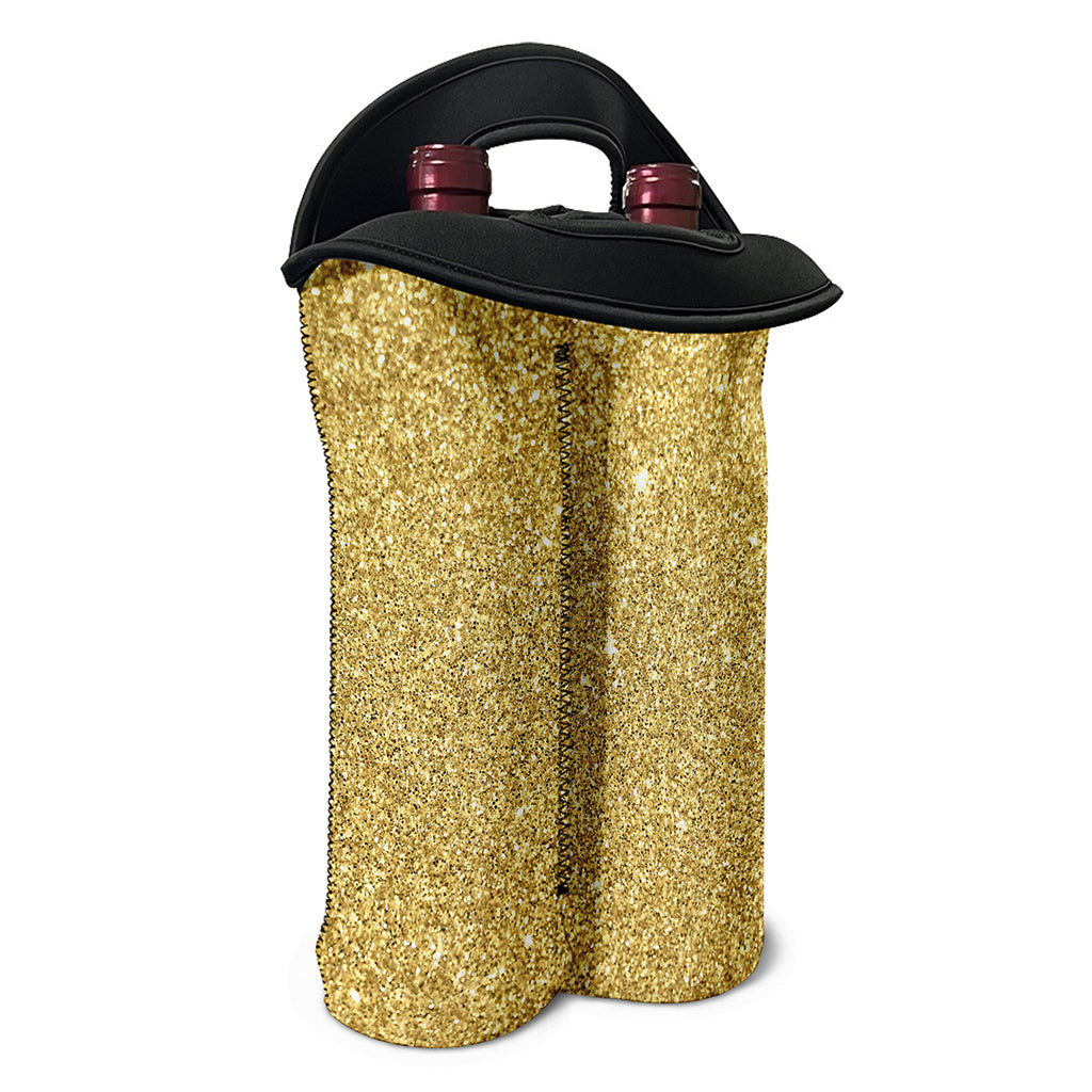 Gold (NOT Real) Glitter Print Double Neoprene Wine Tote