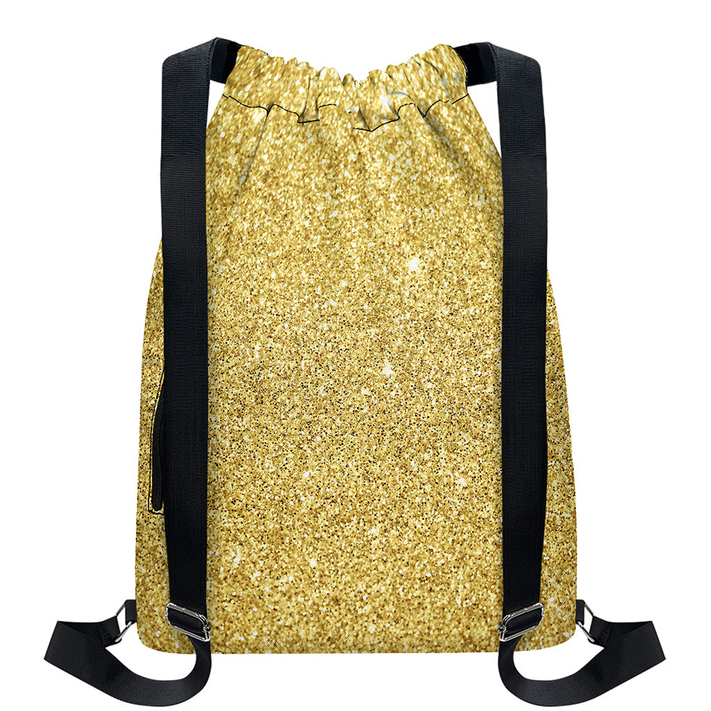 Gold (NOT Real) Glitter Print Drawstring Backpack