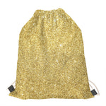 Gold (NOT Real) Glitter Print Drawstring Bag