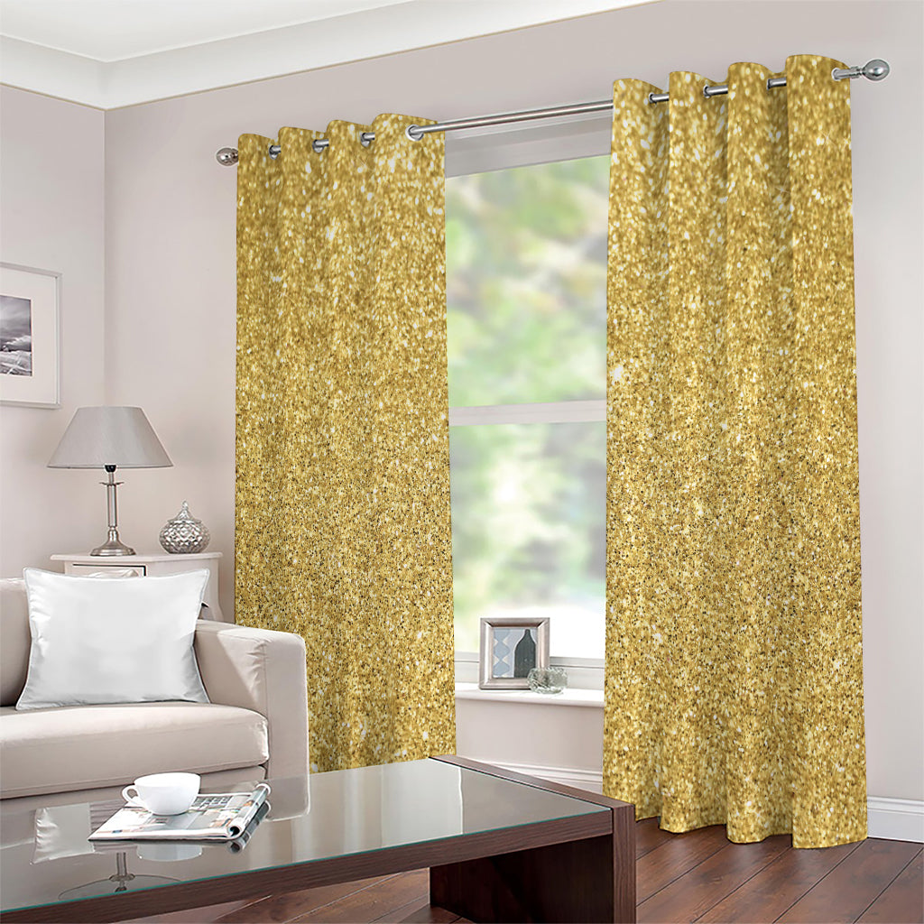 Gold (NOT Real) Glitter Print Extra Wide Grommet Curtains