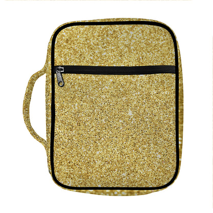 Gold (NOT Real) Glitter Print Front Pocket Bible Bag