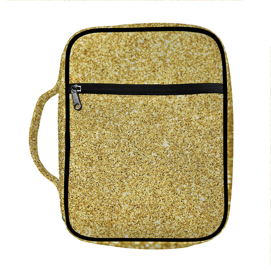 Gold (NOT Real) Glitter Print Front Pocket Bible Bag