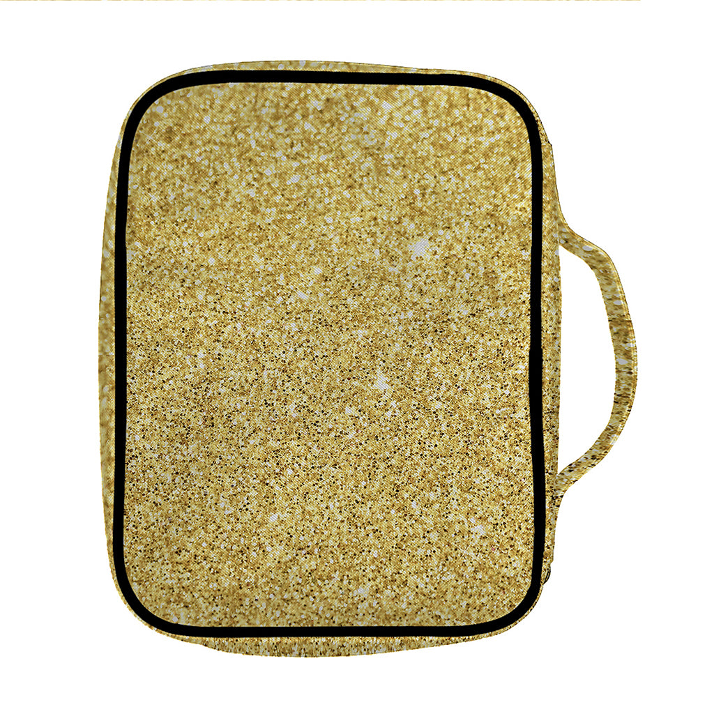 Gold (NOT Real) Glitter Print Front Pocket Bible Bag