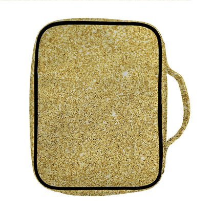 Gold (NOT Real) Glitter Print Front Pocket Bible Bag
