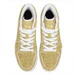 Gold (NOT Real) Glitter Print High Top Leather Sneakers