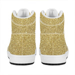 Gold (NOT Real) Glitter Print High Top Leather Sneakers