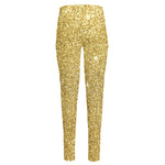 Gold (NOT Real) Glitter Print High-Waisted Pocket Leggings