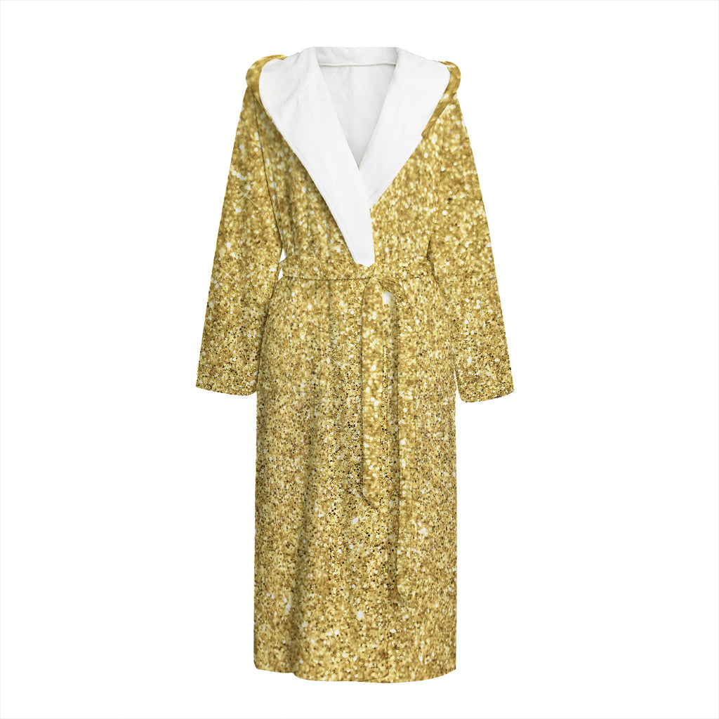 Gold (NOT Real) Glitter Print Hooded Bathrobe