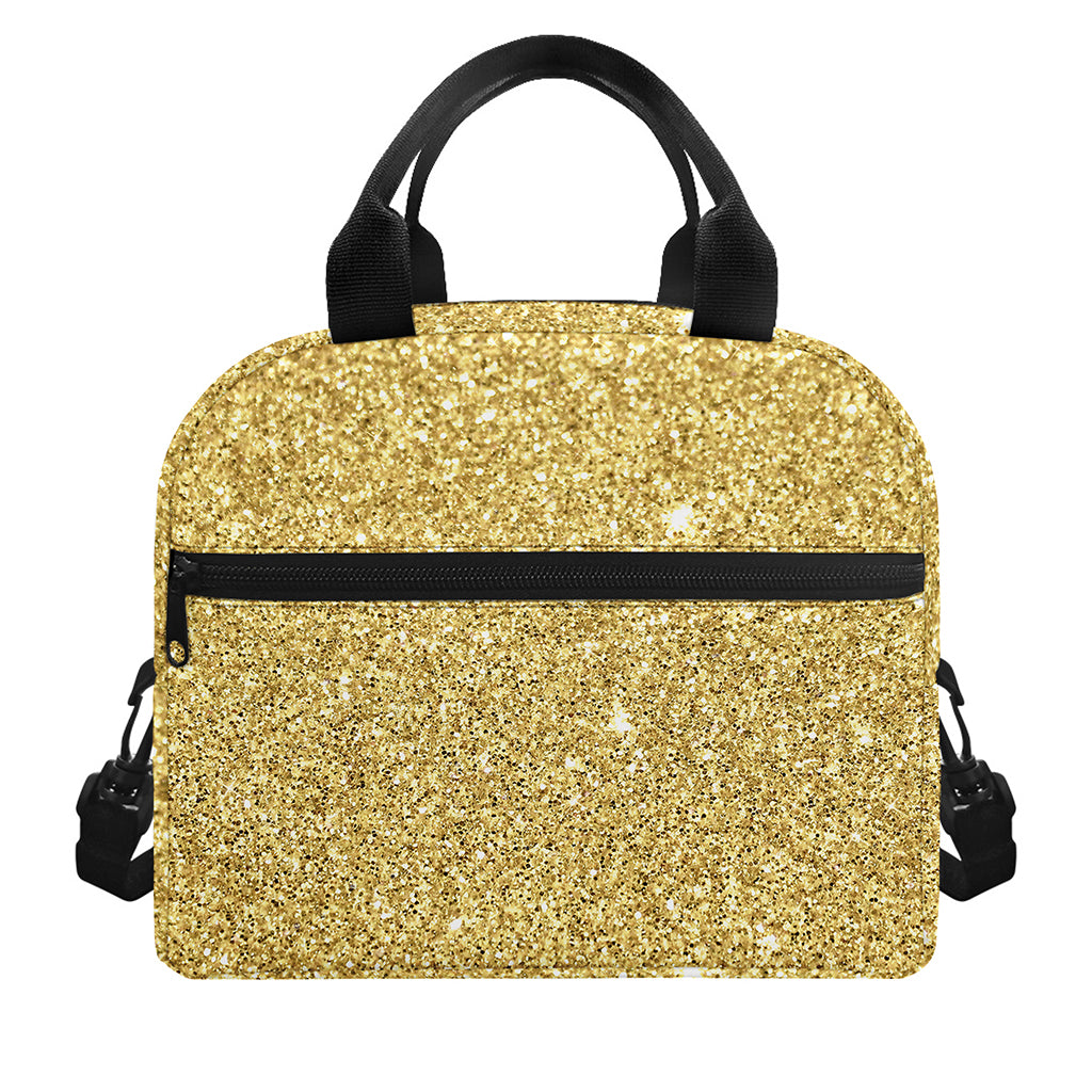 Gold (NOT Real) Glitter Print Insulated Lunch Bag