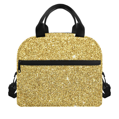 Gold (NOT Real) Glitter Print Insulated Lunch Bag