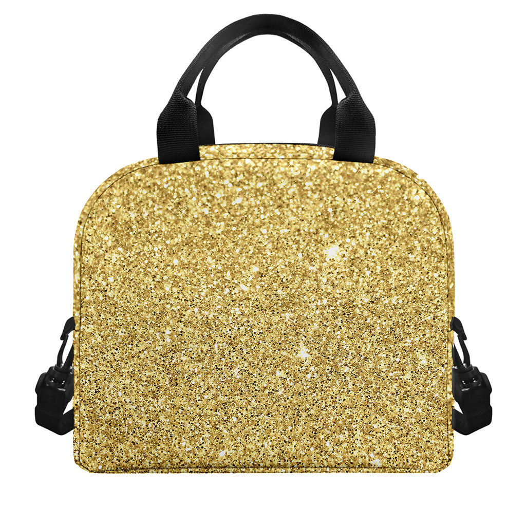 Gold (NOT Real) Glitter Print Insulated Lunch Bag