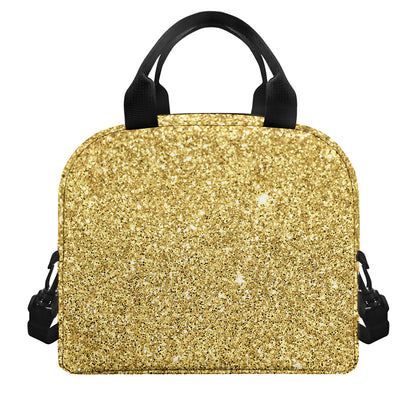 Gold (NOT Real) Glitter Print Insulated Lunch Bag