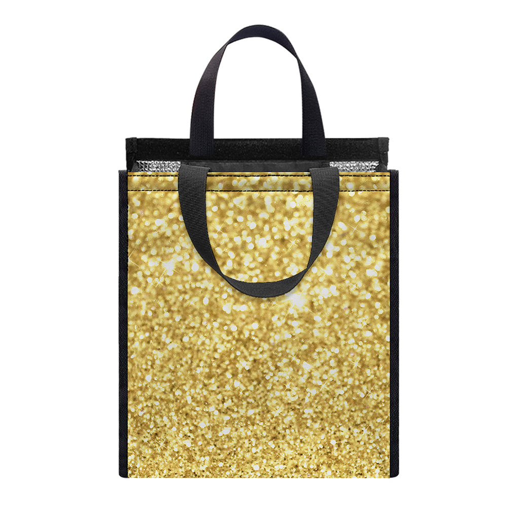 Gold (NOT Real) Glitter Print Insulated Lunch Tote