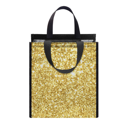 Gold (NOT Real) Glitter Print Insulated Lunch Tote