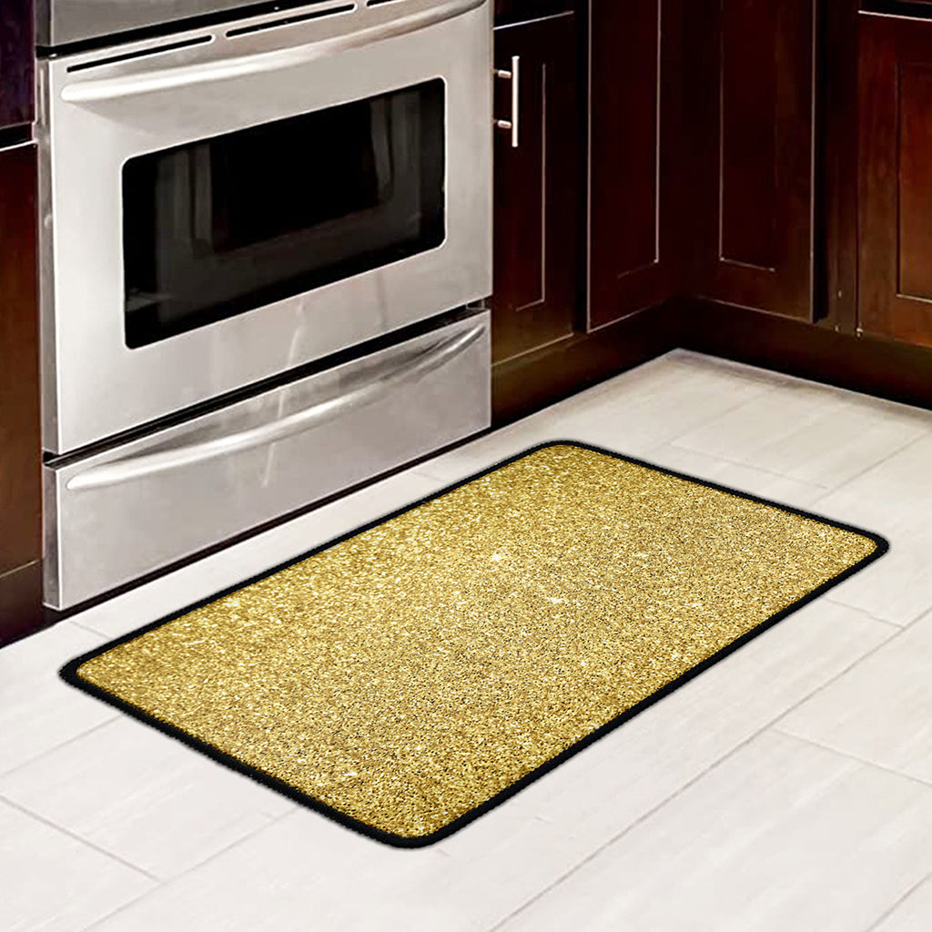Gold (NOT Real) Glitter Print Kitchen Mat