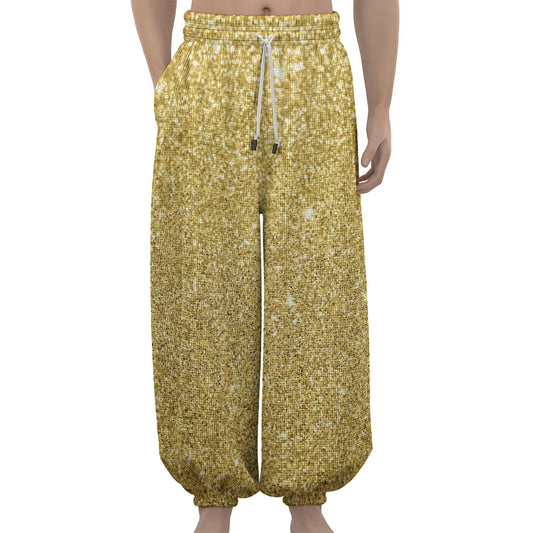 Gold (NOT Real) Glitter Print Lantern Pants