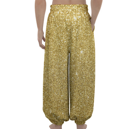 Gold (NOT Real) Glitter Print Lantern Pants
