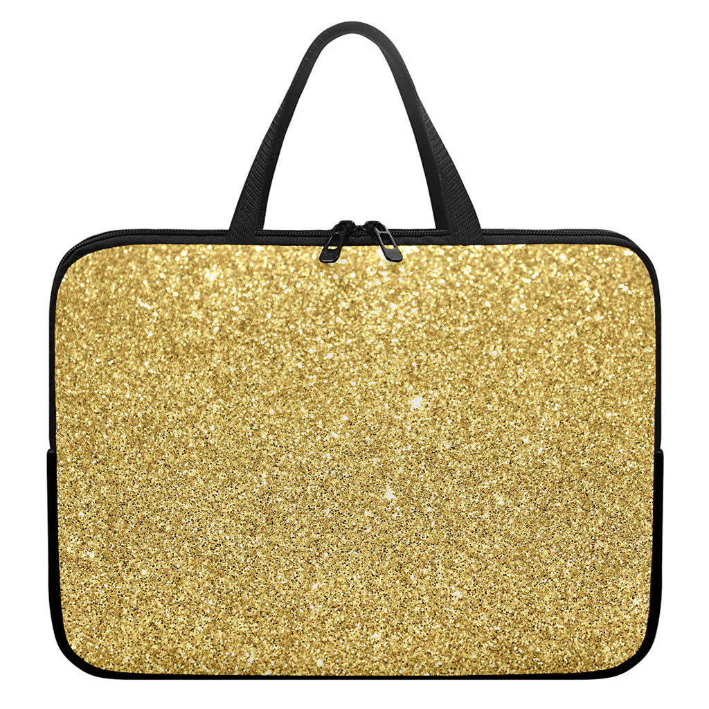 Gold (NOT Real) Glitter Print Laptop Sleeve With Handle