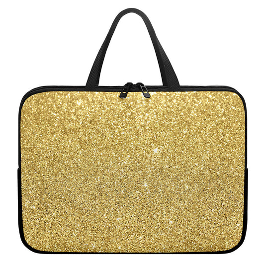 Gold (NOT Real) Glitter Print Laptop Sleeve With Handle