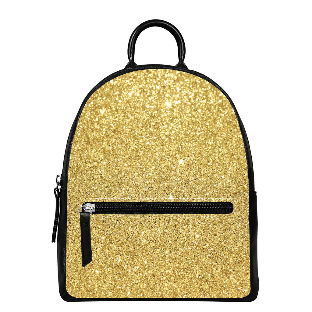 Gold (NOT Real) Glitter Print Leather Backpack