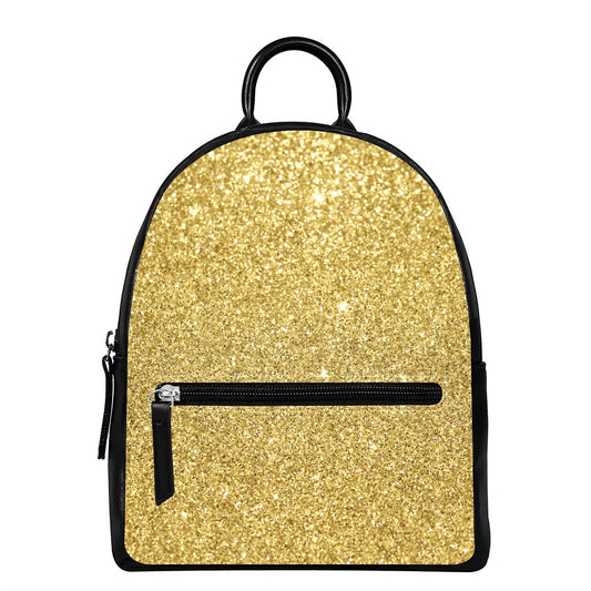 Gold (NOT Real) Glitter Print Leather Backpack