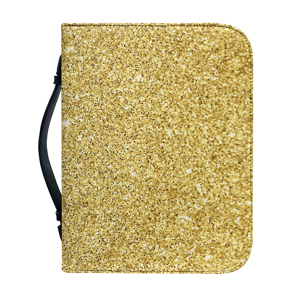 Gold (NOT Real) Glitter Print Leather Bible Cover