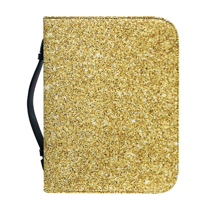Gold (NOT Real) Glitter Print Leather Bible Cover