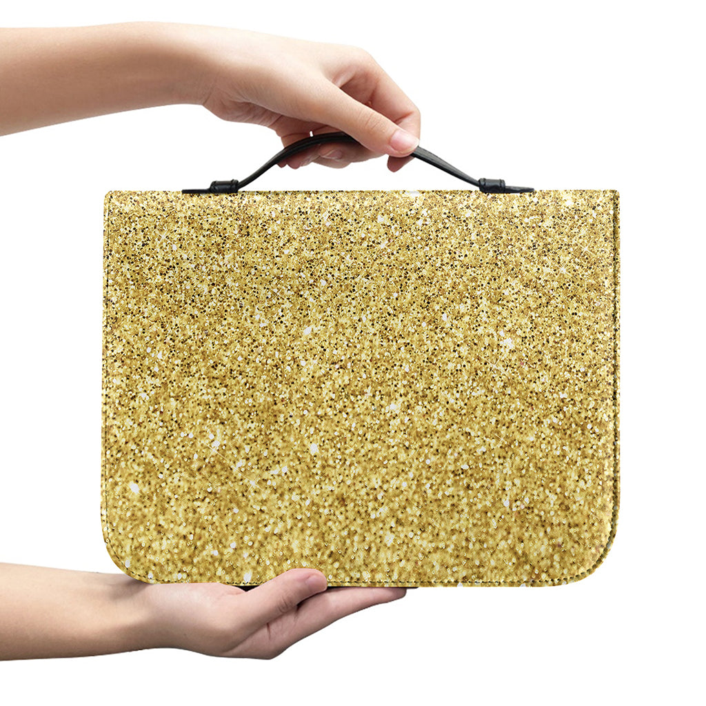 Gold (NOT Real) Glitter Print Leather Bible Cover