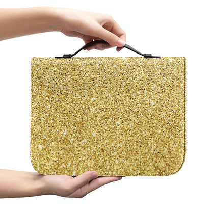 Gold (NOT Real) Glitter Print Leather Bible Cover