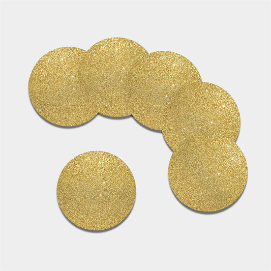 Gold (NOT Real) Glitter Print Leather Coaster Set