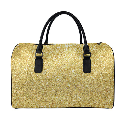 Gold (NOT Real) Glitter Print Leather Duffle Bag