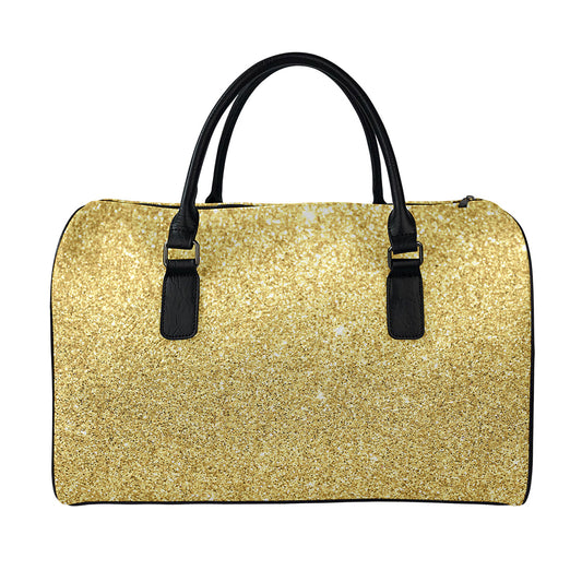 Gold (NOT Real) Glitter Print Leather Duffle Bag