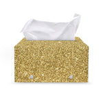Gold (NOT Real) Glitter Print Leather Tissue Box Cover