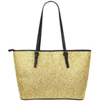 Gold (NOT Real) Glitter Print Leather Tote Bag