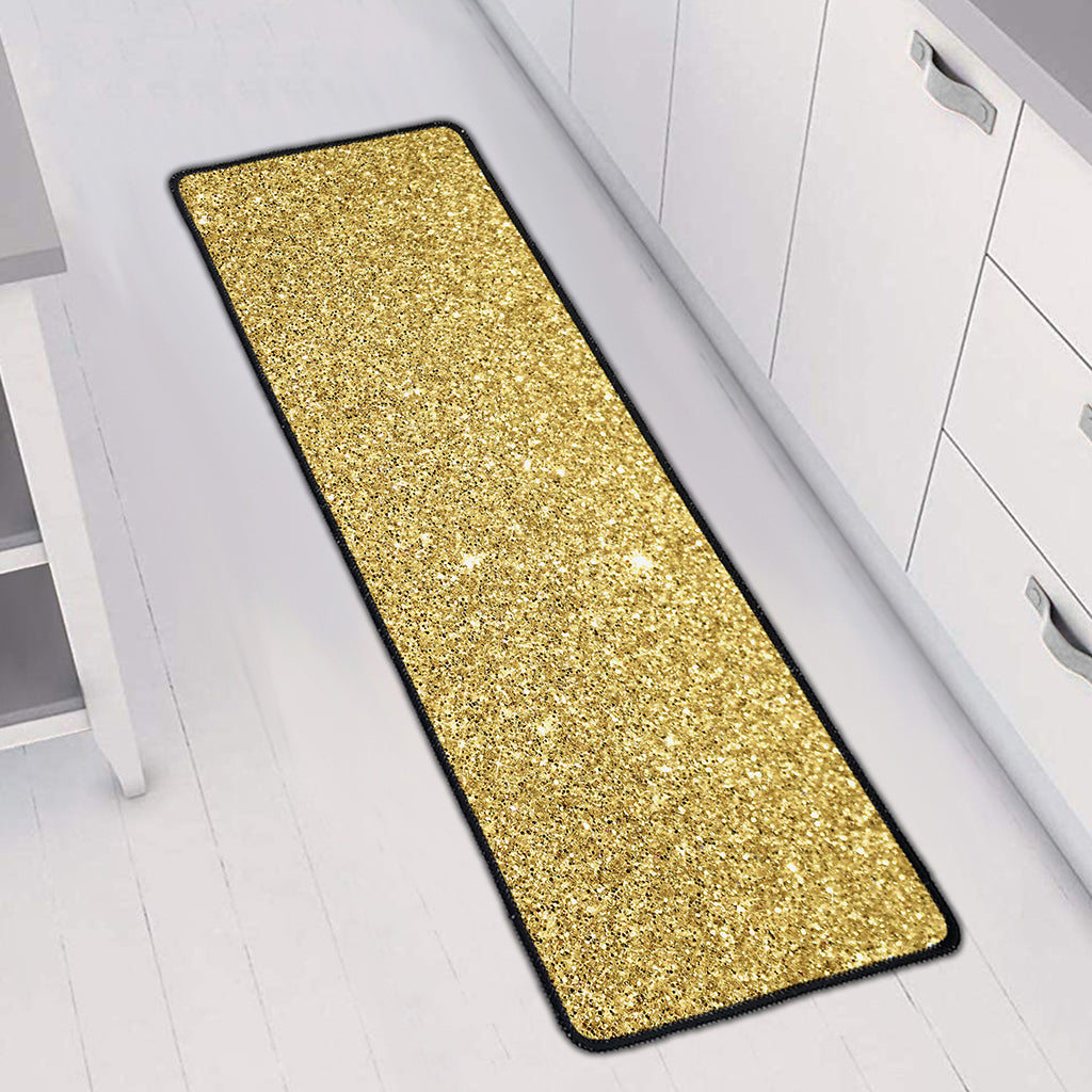 Gold (NOT Real) Glitter Print Long Kitchen Mat