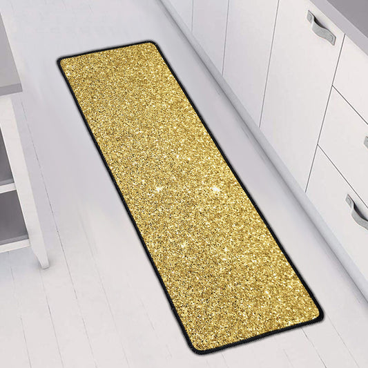 Gold (NOT Real) Glitter Print Long Kitchen Mat