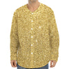 Gold (NOT Real) Glitter Print Long Sleeve Baseball Jersey