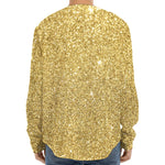 Gold (NOT Real) Glitter Print Long Sleeve Baseball Jersey