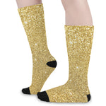 Gold (NOT Real) Glitter Print Long Socks