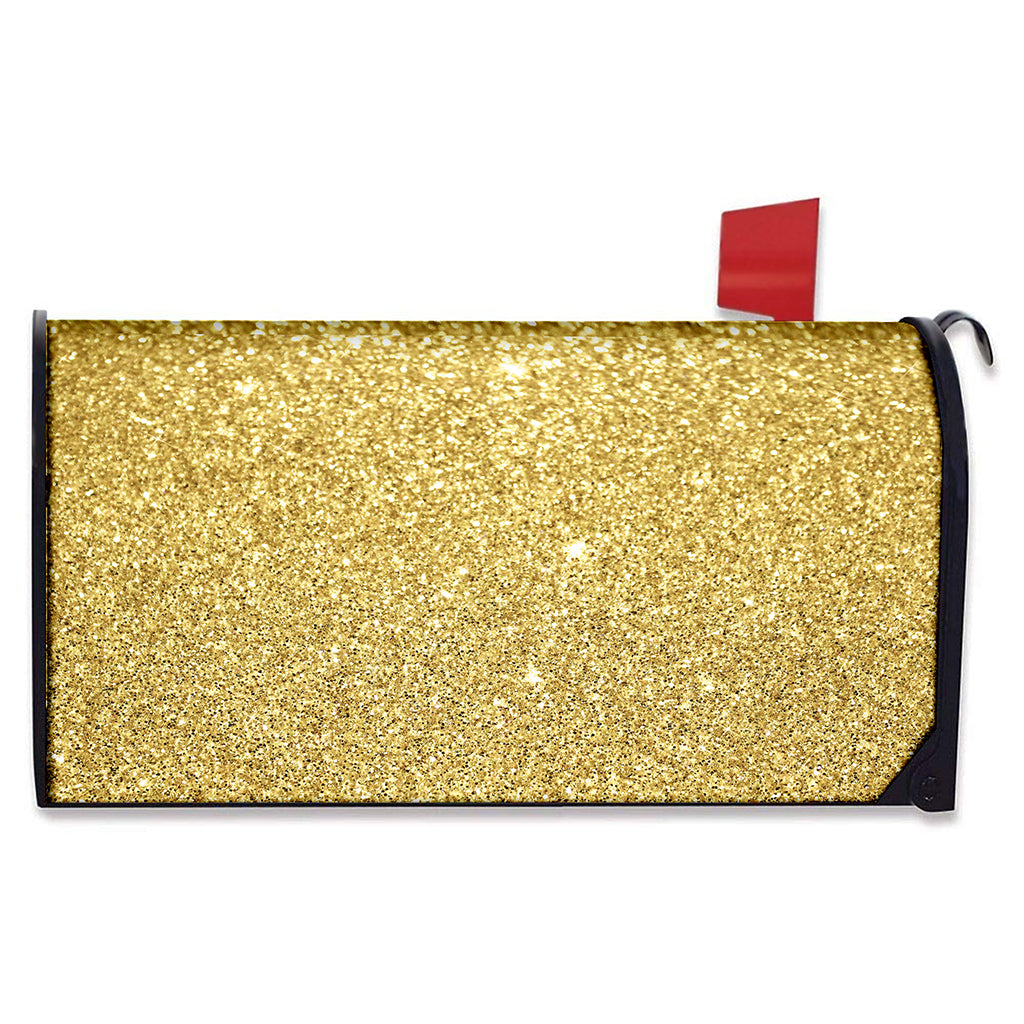 Gold (NOT Real) Glitter Print Mailbox Cover