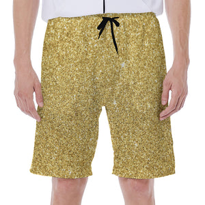 Gold (NOT Real) Glitter Print Men's Beach Shorts