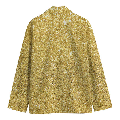 Gold (NOT Real) Glitter Print Men's Blazer
