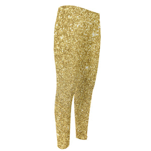 Gold (NOT Real) Glitter Print Men's Compression Pants